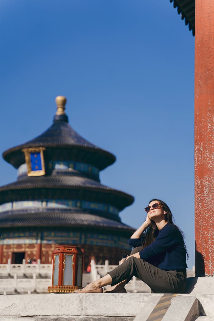 Viajero disfrutando de Beijing
